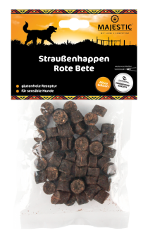 MAJESTIC Straußenhappen mit Rote Bete für Hunde 150 g 