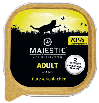 MAJESTIC mit Pute, Kaninchen für Katzen 16 x 100 g 