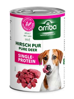 arriba SINGLEPROTEIN mit Hirsch für Hunde 6 x 400 g 