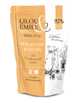 Lilou & Émile Kitten mit Perlhuhn, Huhn 12 x 85 g 