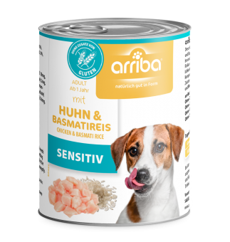 arriba SENSITIV mit Huhn, Basmatireis für Hunde 6 x 800 g 