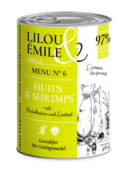 Lilou & Émile mit Huhn, Shrimps für Katzen 6 x 400 g 