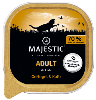 MAJESTIC mit Geflügel, Kalb für Katzen 16 x 100 g 