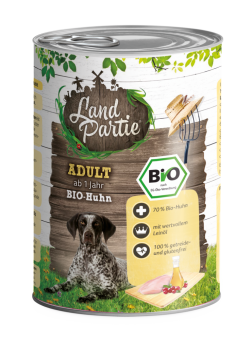 LandPartie BIO mit Huhn, Leinöl für Hunde 6 x 400 g 