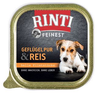RINTI FEINEST mit Geflügel, Reis für Hunde 11 x 150 g 