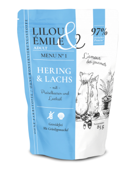 Lilou & Émile mit Hering, Lachs für Katzen 12 x 85 g 