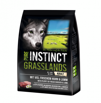 PURE INSTINCT GRASSLANDS mit Huhn, Lamm für Hunde 1 kg 