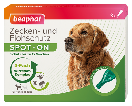 beaphar Zecken- und Flohschutz SPOT-ON 3x2ml für große Hunde (ab 15 kg) 