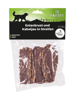 MAJESTIC Entenbrust und Kabeljau in Streifen für Hunde 200 g 