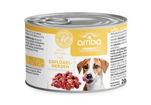 arriba mit Geflügelherzen für Hunde 6 x 200 g 