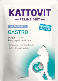 KATTOVIT Feline Diet Gastro mit Ente, Reis für Katzen 24 x 85 g 
