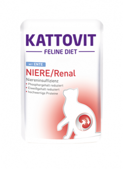 KATTOVIT Feline Diet Niere/Renal mit Ente für Katzen 24 x 85 g 