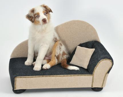 SILVIO DESIGN Leroy Ottomane für Hunde ca. 50 x 100 x 53 cm, grau-beige 