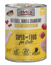 MAC's SUPER FOOD mit Geflügel, Rind und Cranberry für Katzen 6 x 800 g 