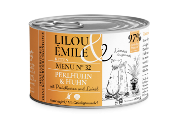 Lilou & Émile Kitten mit Perlhuhn, Huhn 6 x 200 g 
