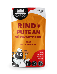 CAFOO mit Rind, Pute an Süßkartoffel für Katzen 12 x 125 g 