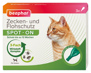 beaphar Zecken- und Flohschutz SPOT-ON 3x0,8ml für Katzen 