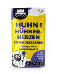 CAFOO mit Huhn, Hühnerherzen an Heidelbeeren für Katzen 12 x 125 g 