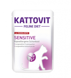 KATTOVIT Feline Diet Sensitive mit Huhn, Ente für Katzen 24 x 85 g 