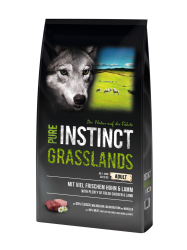 PURE INSTINCT GRASSLANDS mit Huhn, Lamm für Hunde 12 kg 