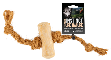 PURE INSTINCT Kaffeeholz mit Kokosseil für Hunde S 