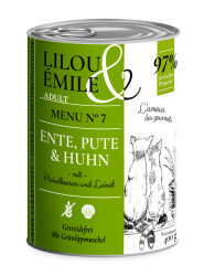 Lilou & Émile mit Ente, Pute und Huhn für Katzen 6 x 400 g 