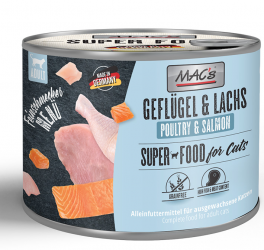 MAC's SUPER FOOD mit Geflügel, Lachs für Katzen 6 x 200 g 