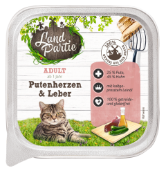 LandPartie mit Putenherzen, Leber für Katzen 16 x 100 g 