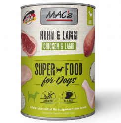 MAC's SUPER FOOD mit Lamm, Hühnchen für Hunde 6 x 400 g 