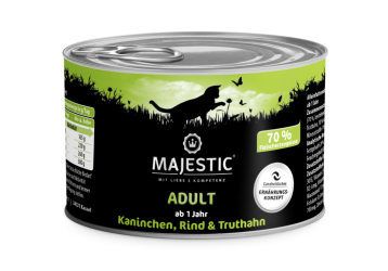 MAJESTIC mit Rind, Kaninchen und Truthahn für Katzen 6 x 200 g 