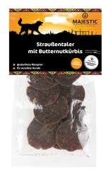 MAJESTIC Straußentaler mit Kürbis für Hunde 80 g 