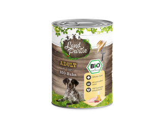 LandPartie mit BIO-Huhn, Leinöl für Hunde 6 x 800 g 