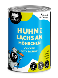 CAFOO Kitten mit Huhn, Lachs an Möhrchen 6 x 400 g 
