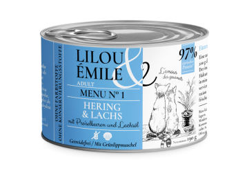 Lilou & Émile mit Hering, Lachs für Katzen 6 x 190 g 