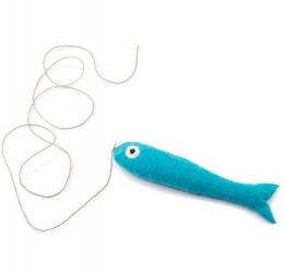 HUNTER Katzenspielzeug Toller Hecht mit Schnur blau 