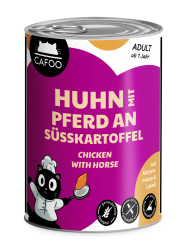 CAFOO mit Huhn, Pferd an Süßkartoffel für Katzen 6 x 400 g 