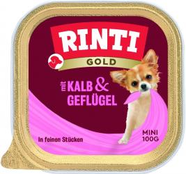 RINTI GOLD Mini mit Kalb, Geflügel für Hunde 16 x 100 g 