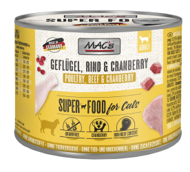 MAC's SUPER FOOD mit Geflügel, Rind und Cranberry für Katzen 6 x 200 g 