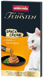 animonda VOM FEINSTEN SNACK CREAM mit Huhn, Katzengras für Katzen 6 x 15 g 