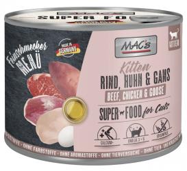 MAC's SUPER FOOD Kitten mit Rind, Huhn und Gans 6 x 200 g 