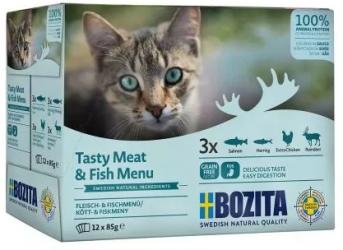 BOZITA mit Fisch, Fleisch für Katzen 12 x 85 g 