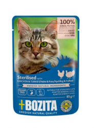 BOZITA Sterilised mit Huhn, Pute für Katzen 12 x 85 g 