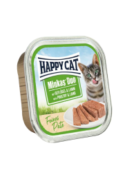 HAPPY CAT Minkas Duo mit Geflügel, Lamm 16 x 100 g 