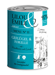 Lilou & Émile mit Geflügel, Forelle für Katzen 6 x 400 g 