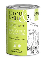 Lilou & Émile mit Geflügel, Kaninchen für Katzen 6 x 400 g 