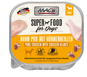 MAC's SUPER FOOD mit Huhn, Hühnerherzen für Hunde 10 x 150 g 