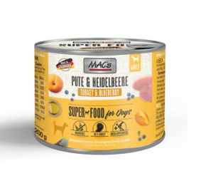 MAC's SUPER FOOD mit Pute, Heidelbeeren für Hunde 6 x 200 g 