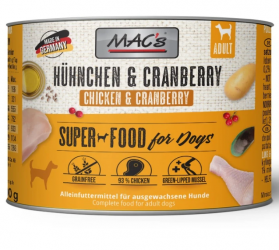 MAC's SUPER FOOD mit Hünchen, Cranberry für Hunde  6 x 200 g 