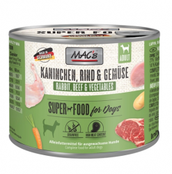 MAC's SUPER FOOD mit Kaninchen, Rind und Gemüse für Hunde 6 x 200 g 