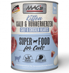 MAC's SUPER FOOD Kitten mit Kalb, Hühnerherzen für Katzen 6 x 800 g 